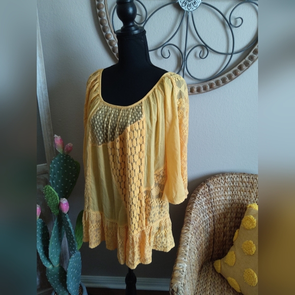 Young Threads Sunny Yellow Lace Blouse - Picture 3 of 9